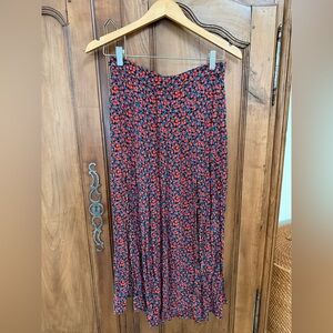 Zara Red and Blue Floral Maxi Skirt